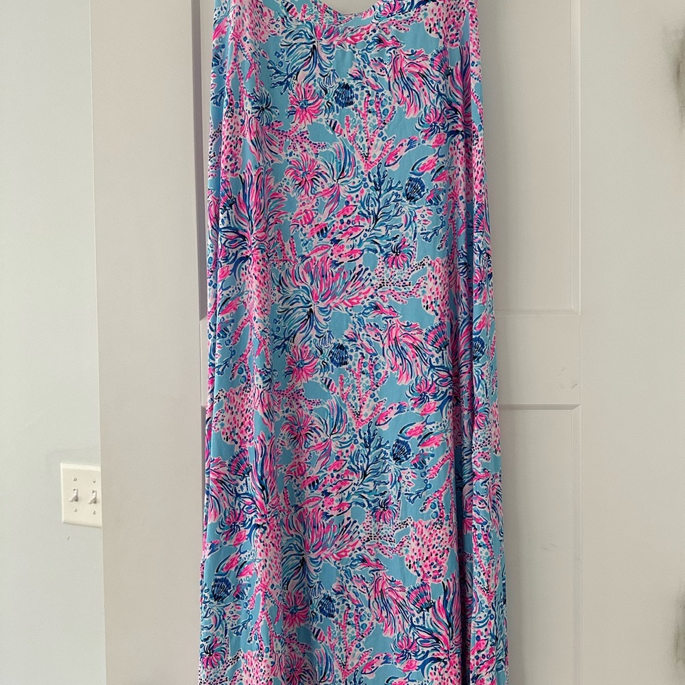 Women’s Blue & Pink Printed Maxi Skirt